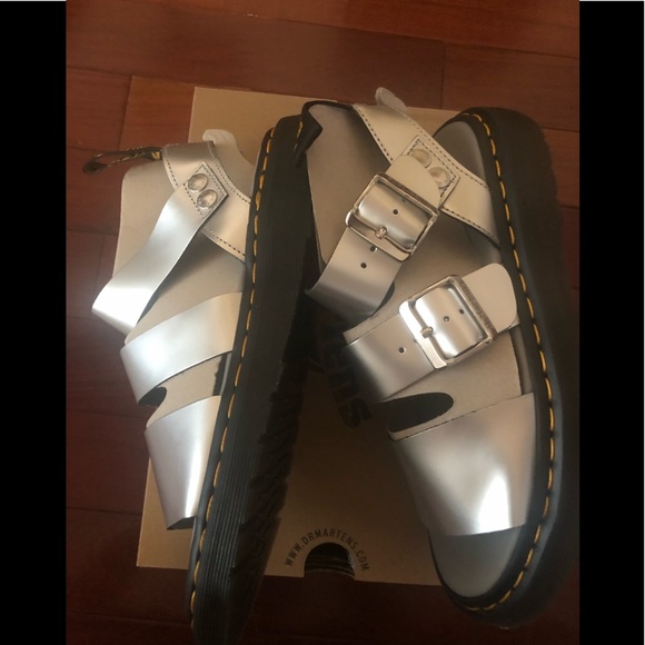 DR MARTENS Gryphon Metallic Leather Gladiator Sandals - Picture 7 of 11